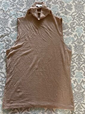 Vince Sleeveless Mock Neck Tank Top in Brown